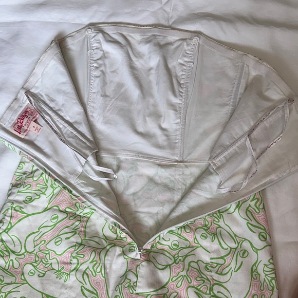Lilly Pulitzer Original Pink Label on Cream Fabric Strapless size 4 - Picture 7 of 13